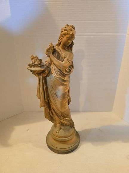 EARLY BRONZE LADY SCULPTURE 21" TALL