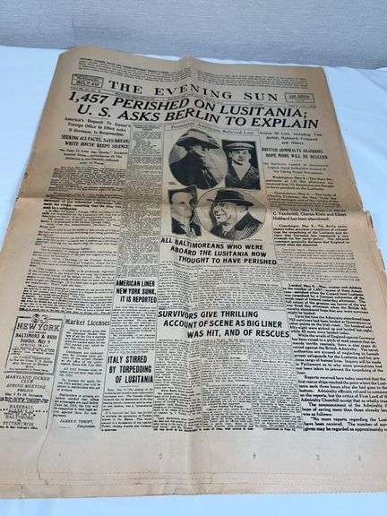 ANTIQUE NEWSPAPER AND ASSORTED BANNERS