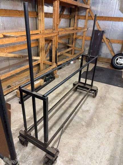 Metal tire rack on wheels - 75" x 14" x 72"