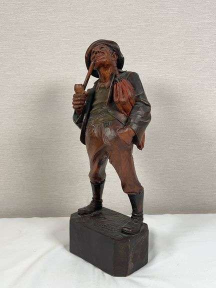 Black Forest Carved Wood Figural Gentleman