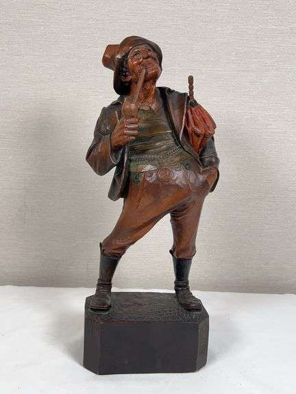 Black Forest Carved Wood Figural Gentleman