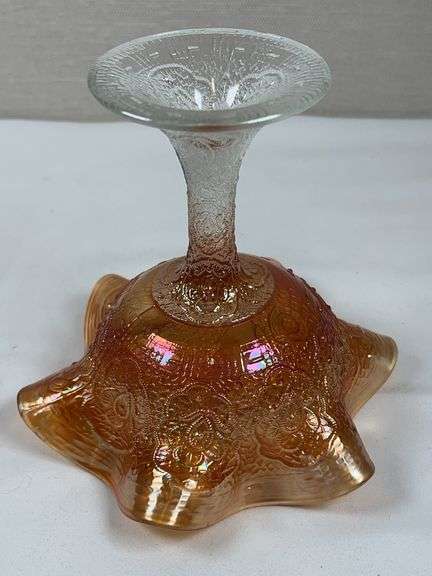 Imperial Peacock & Urn Carnival Glass Compote