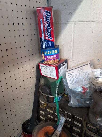 (2) screw organizers, weed eater string, and other items