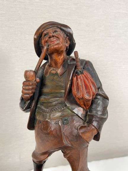 Black Forest Carved Wood Figural Gentleman