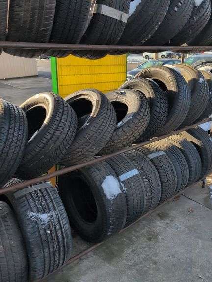 Metal tire rack - 21' x 18" x 7' - stored outside, contents not included