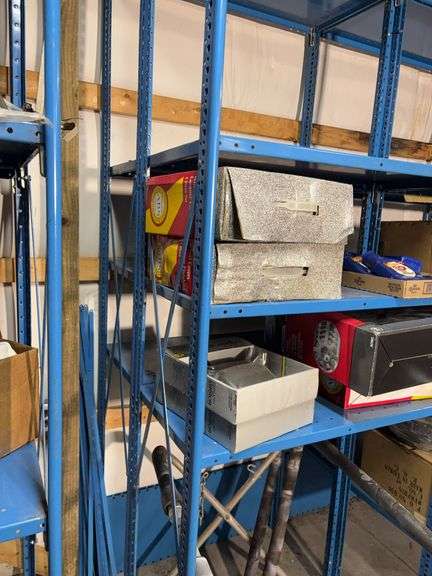 Large blue storage shelf 9’ long, 3’ deep, 7.5’ tall -Contents not included