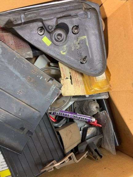 Box of bottles of fluids - see photos