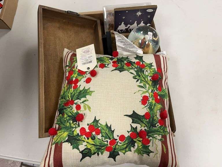 CHRISTMAS LOT-PILLOW, WALL ART, SNOW GLOBE & more -ALL NWT