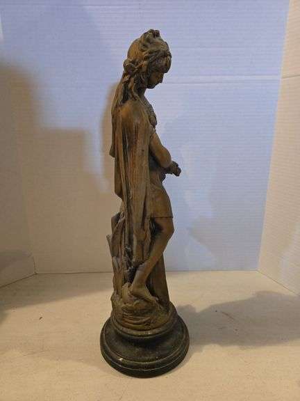 EARLY BRONZE LADY SCULPTURE 21" TALL