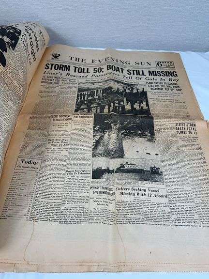 ANTIQUE NEWSPAPER AND ASSORTED BANNERS