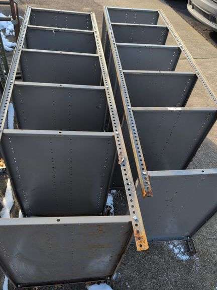(2) large metal shelving units - 38" x 24" x 87"