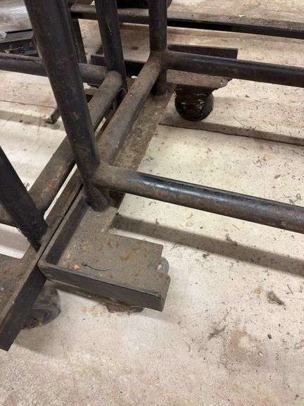 Metal tire rack on wheels - 86" x 14" x 75"