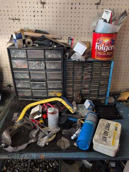 (2) screw organizers, safety glasses, and more
