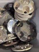 Large tote of hub caps and parts - Mostly Ram -see photos