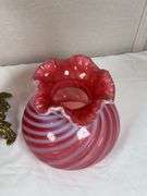 Fenton cranberry opalescent swirl glass lamp