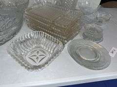 WEXFORD AND OTHER PRESSED GLASS SERVING PIECES