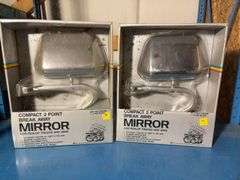 (2) matching Compact 2 point break away mirrors, unopened in box