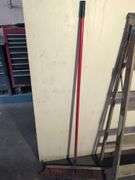 5’ wooden ladder, shop broom, bucket, and extension cord