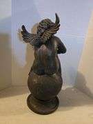 VINTAGE CHERUB ON BALL RESIN FIGURINE 23" TALL