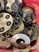 Large tote of hub caps and covers -Chevy, Ford and more