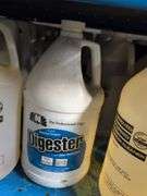 Shelf of coolant, cleaners, windshield washer solvent, and more