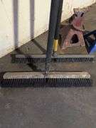(2) shop brooms and (2) jack stands