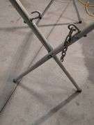 (2) portable work stands, metal top, creeper mat