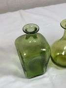 Pair of Hand-Blown Green Art Glass Bottles