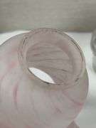 LEADED GLASS SHADE, LAMP BASE AND SATIN GLOBE