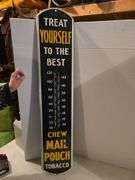 38.5" MAIL POUCH PORCELAIN THERMOMETER NO MERCURY OTHERWISE NICE