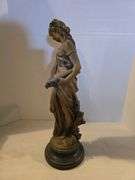 EARLY BRONZE LADY SCULPTURE 21" TALL