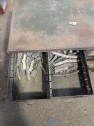 Metal hardware cabinet with nuts and bolts