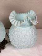 Fenton gone with the wind, milk glass, poppy lamp.