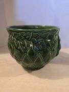 MCKOY QUILTED DIAMOND AND LEAVES JARDINIERE 9" TALL 10" ACROSS