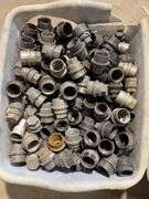 (2) totes of plastic pipe unions