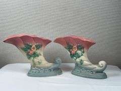 Hull Art Pottery Wildflower cornucopia vases