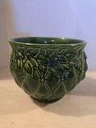 MCKOY QUILTED DIAMOND AND LEAVES JARDINIERE 9" TALL 10" ACROSS