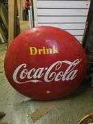 4' COCA-COLA METAL BUTTON SIGN