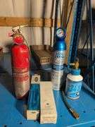 Fire extinguisher and (2) synthetic refrigerant containers and 2 Ford side marker lamps