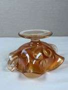 Dugan Marigold Carnival Glass Question Mark Pedestal Candy Dish