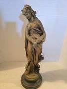 EARLY BRONZE LADY SCULPTURE 21" TALL