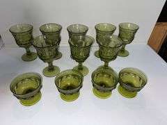 FOSTORIA ARGUS GREEN GOBLETS