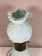 Fenton gone with the wind, milk glass, poppy lamp.