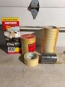 (19) various sizes of masking tape, (5) rolls of electrical tape and Clay kit