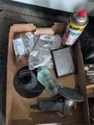 Assortment of mechanic fluids and some tools