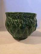MCKOY QUILTED DIAMOND AND LEAVES JARDINIERE 9" TALL 10" ACROSS