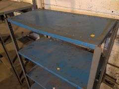 Blue metal shelving rack - 36" x 18" x 50"