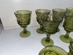 FOSTORIA ARGUS GREEN GOBLETS
