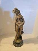 EARLY BRONZE LADY SCULPTURE 21" TALL