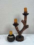 HANDCARVED WOOD CANDLESTICKS